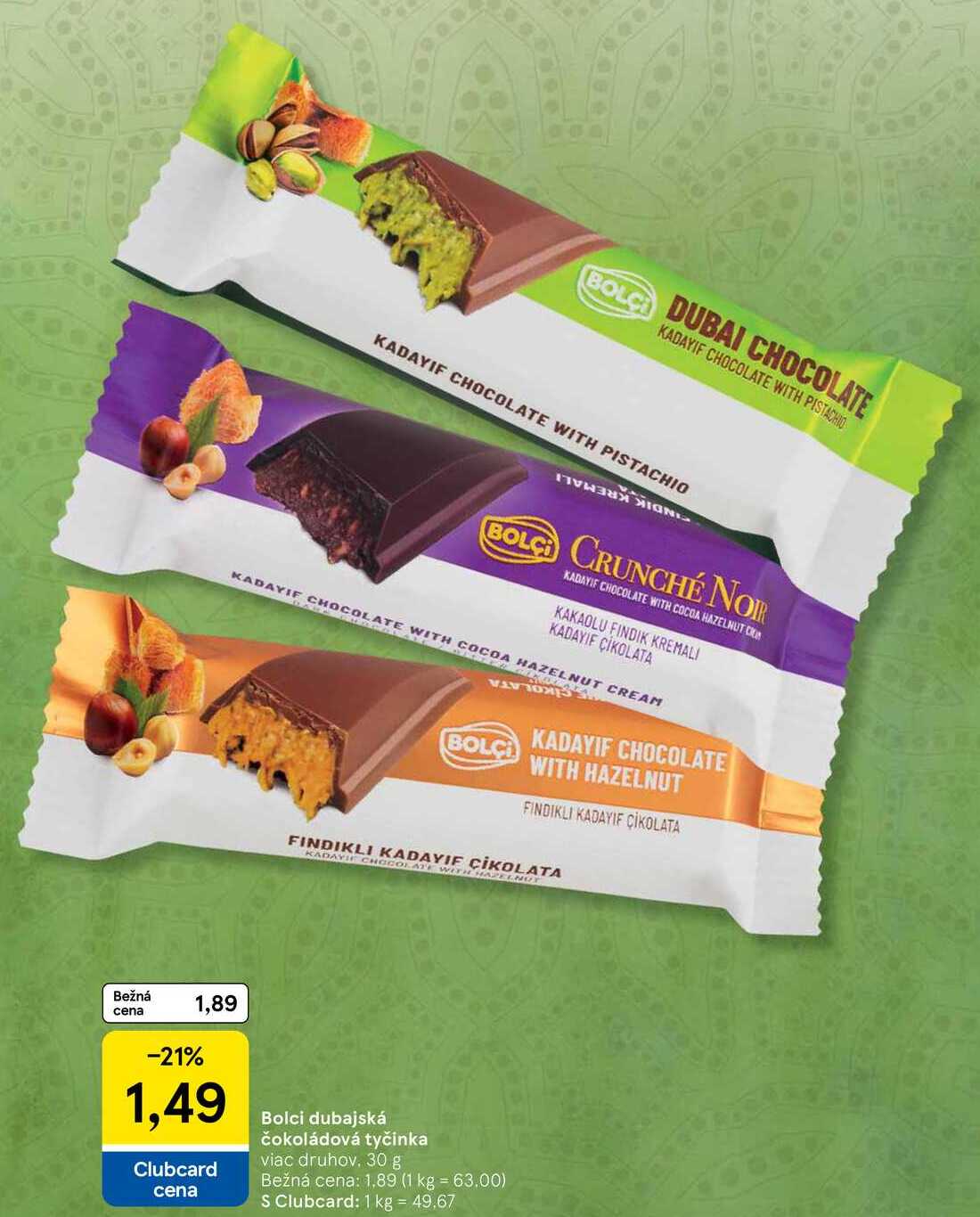 Bolci dubajská čokoládová tyčinka, 30 g