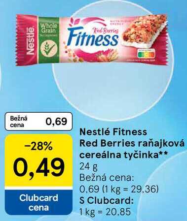 Nestlé Fitness Red Berries raňajková cereálna tyčinka, 24 g