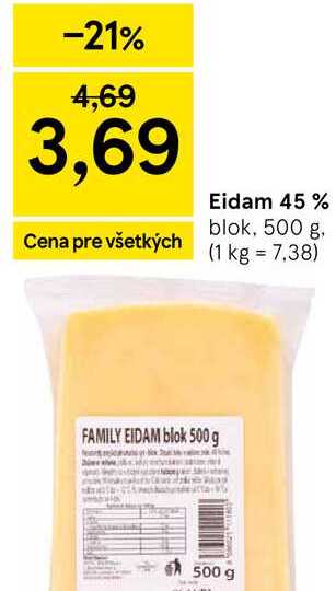 Eidam 45% blok, 500 g