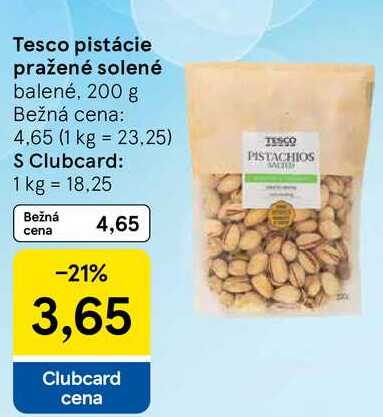 Tesco pistácie pražené solené, 200 g 
