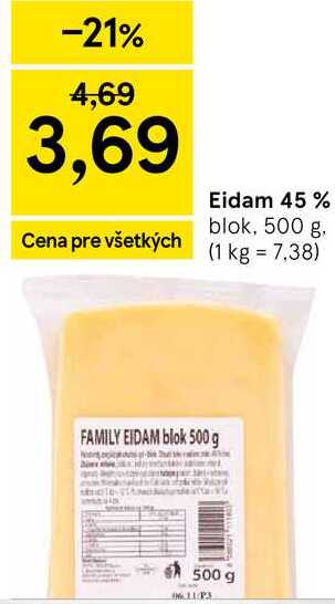 Eidam 45 % blok, 500 g