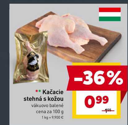 Kačacie stehná s kožou vákuovo balené cena za 100 g