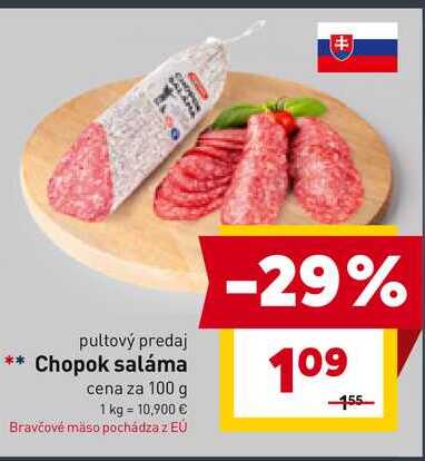 Chopok saláma cena za 100 g
