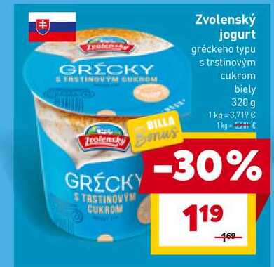 Zvolenský jogurt gréckeho typu s trstinovým cukrom 320 g