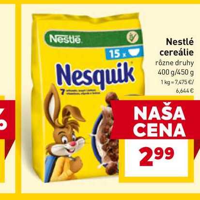 Nestlé cereálie rôzne druhy 400 g/450 g 