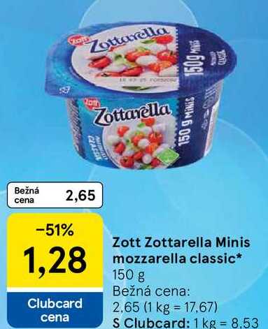 Zott Zottarella Minis mozzarella classic, 150 g