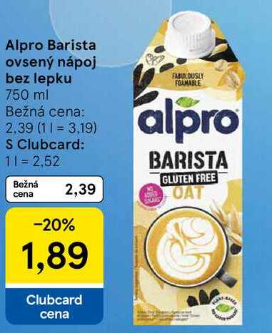 Alpro Barista ovsený nápoj bez lepku, 750 ml 