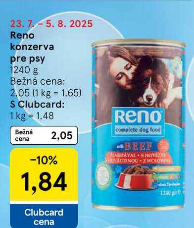 Reno konzerva pre psy, 1240 g 