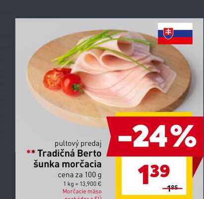Tradičná Berto šunka morčacia cena za 100 g 