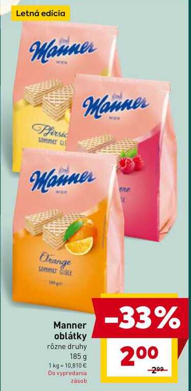 Manner oblátky rôzne druhy 185 g