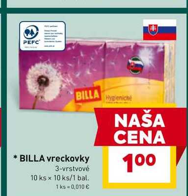 BILLA vreckovky 3-vrstvové 10 ks x 10 ks