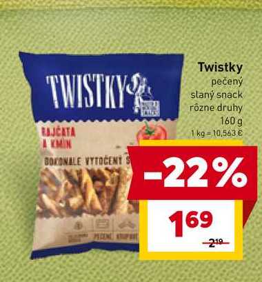 Twistky pečený slaný snack rôzne druhy 160 g 