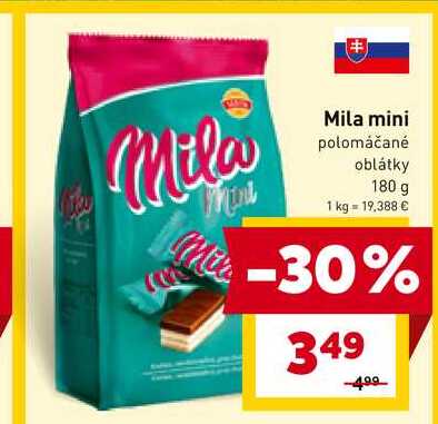 Mila mini polomáčané oblátky 180 g