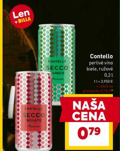 Contello perlivé víno biele, ružové 0,2l