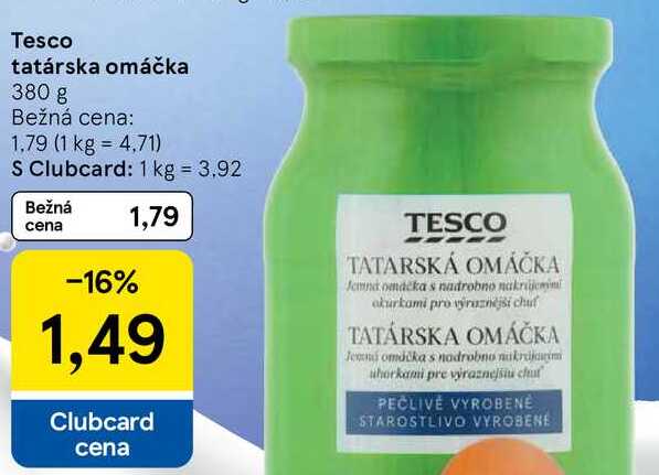 Tesco tatárska omáčka, 380 g 