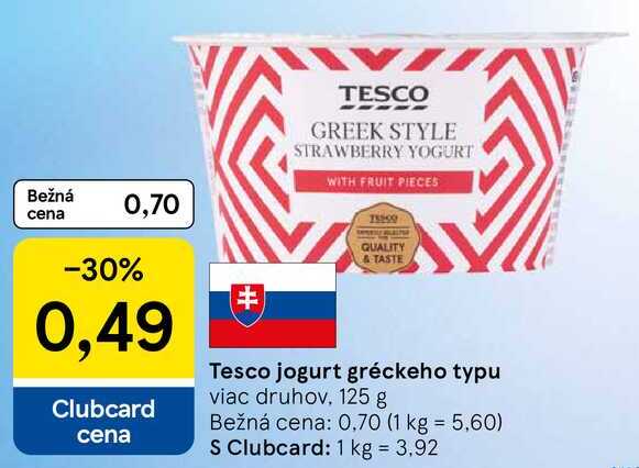 Tesco jogurt gréckeho typu, 125 g 