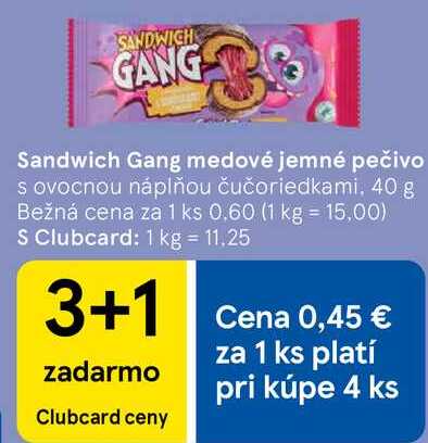Sandwich Gang medové jemné pečivo, 40 g