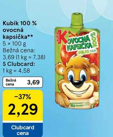 Kubík 100% ovocná kapsička, 5x 100 g