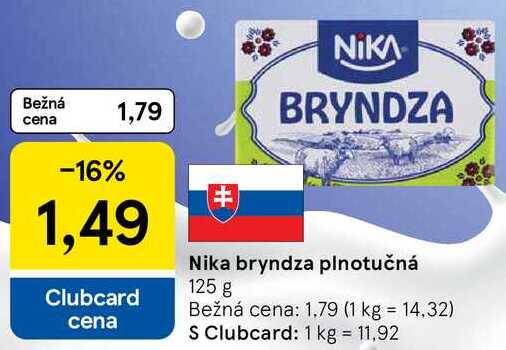 Nika bryndza plnotučná, 125 g 