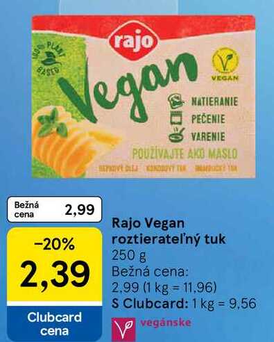 Rajo Vegan roztierateľný tuk, 250 g