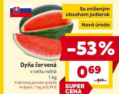 Dyňa červená v celku voľná 1 kg 