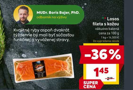 Losos fileta s kožou vákuovo balená cena za 100 g 