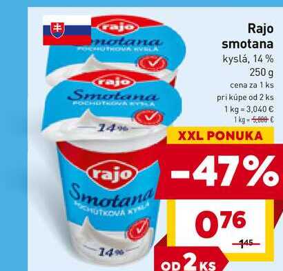 Rajo smotana kyslá, 14% 250 g 