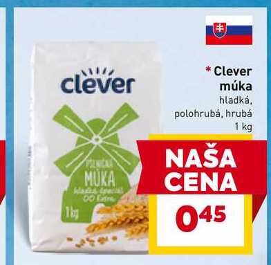 Clever múka hladká, polohrubá, hrubá 1 kg 