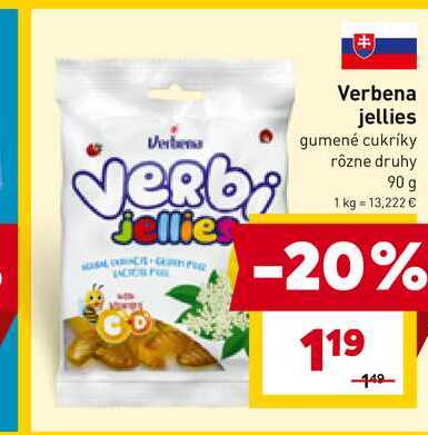 Verbena jellies gumené cukríky rôzne druhy 90 g