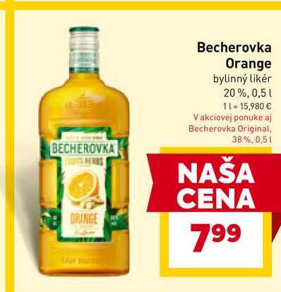 Becherovka Orange bylinný likér 20%, 0,5l