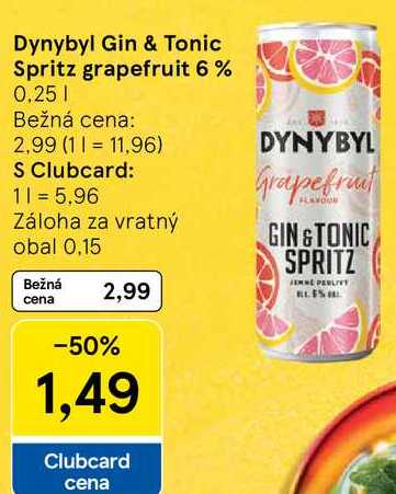 Dynybyl Gin & Tonic Spritz grapefruit 6%, 0,25 l