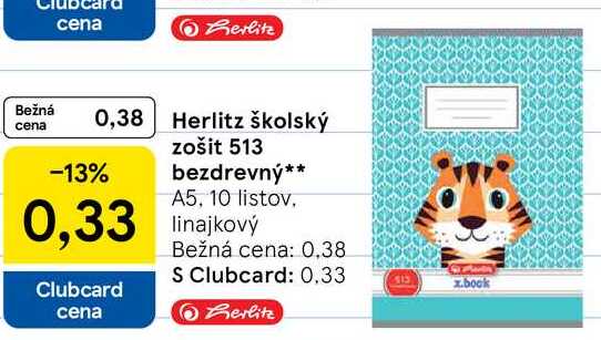 Herlitz školský zošit 513 bezdrevný