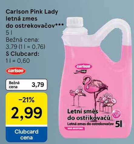 Carlson Pink Lady letná zmes do ostrekovačov, 5 l