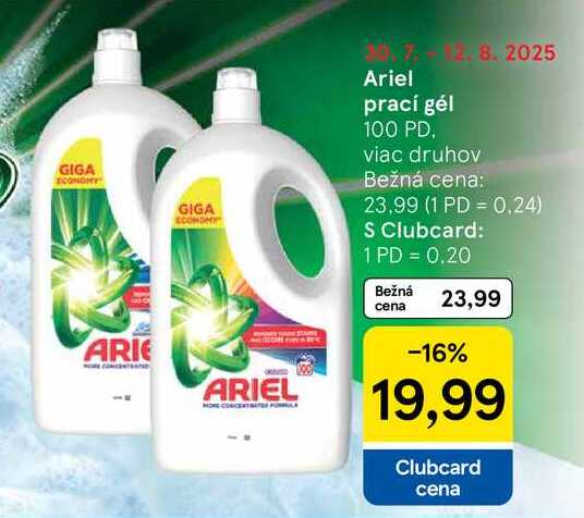 Ariel prací gél, 100 PD