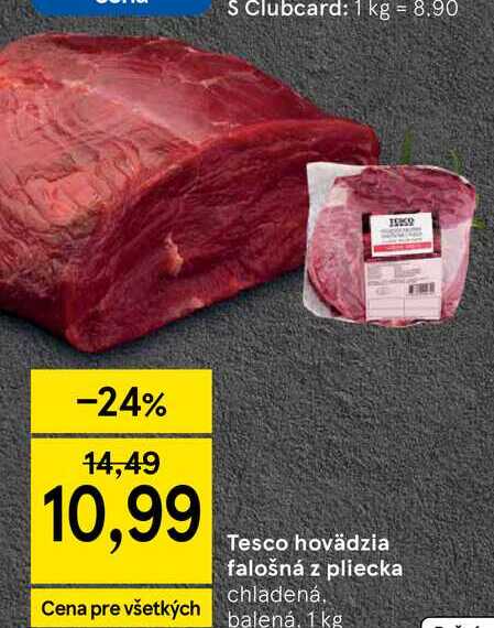 Tesco hovädzia falošná z pliecka, 1 kg 