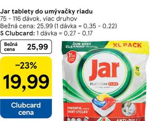 Jar tablety do umývačky riadu, 75 -116 dávok