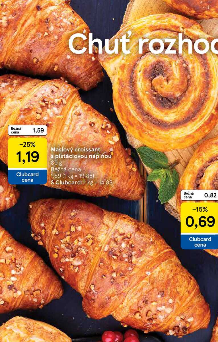 Maslový croissant s pistáciovou náplňou, 80 g