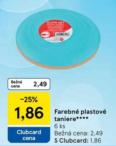 Farebné plastové taniere, 6 ks 