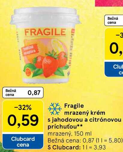 Fragile mrazený krém s jahodovou a citrónovou príchuťou, 150 ml 