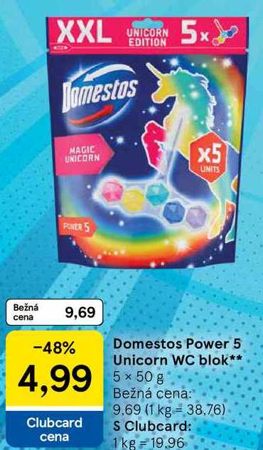 Domestos Power 5 Unicorn WC blok, 5x 50 g 