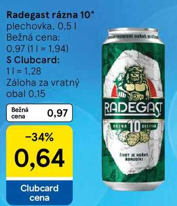 Radegast rázna 10°, 0,5 l