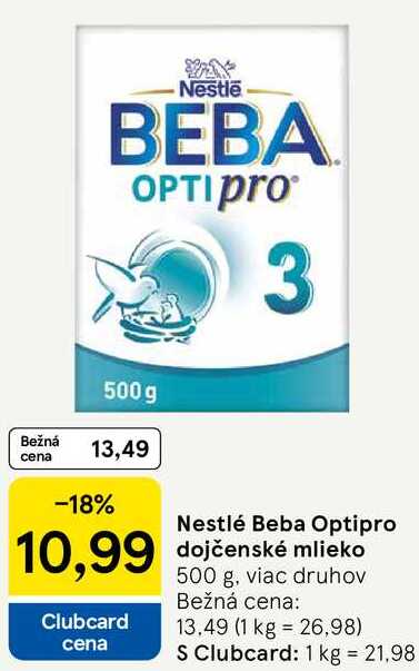 Nestlé Beba Optipro dojčenské mlieko, 500 g