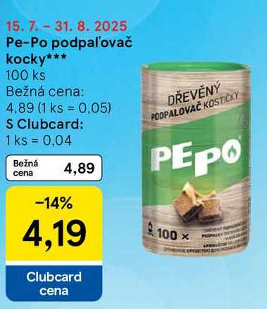 Pe-Po podpaľovač kocky, 100 ks