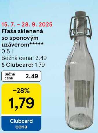 Fľaša sklenená so sponovým uzáverom