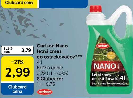 Carlson Nano letná zmes do ostrekovačov, 4 l