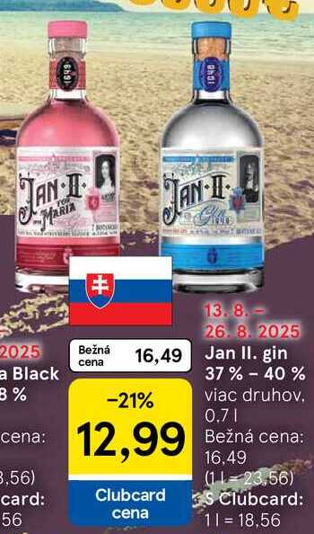 Jan II. gin 37%-40%, 0,7 l