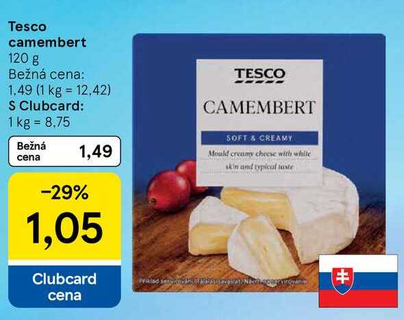 Tesco camembert, 120 g
