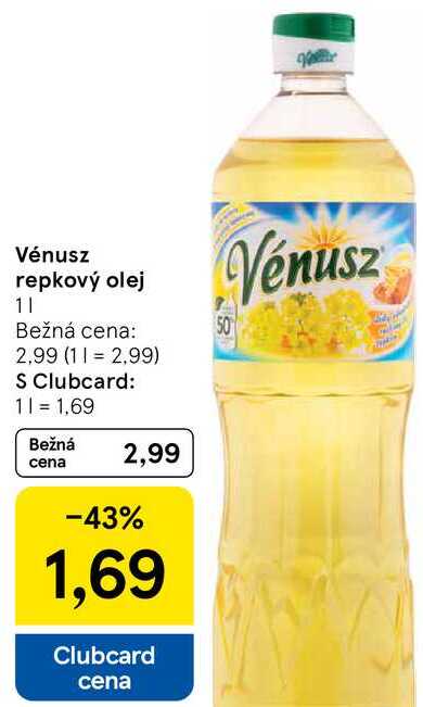 Vénusz repkový olej, 1 l