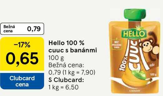 Hello 100 % cuuc s banánmi, 100 g