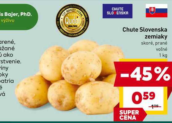 Chute Slovenska zemiaky skoré, prané voľné 1 kg 
